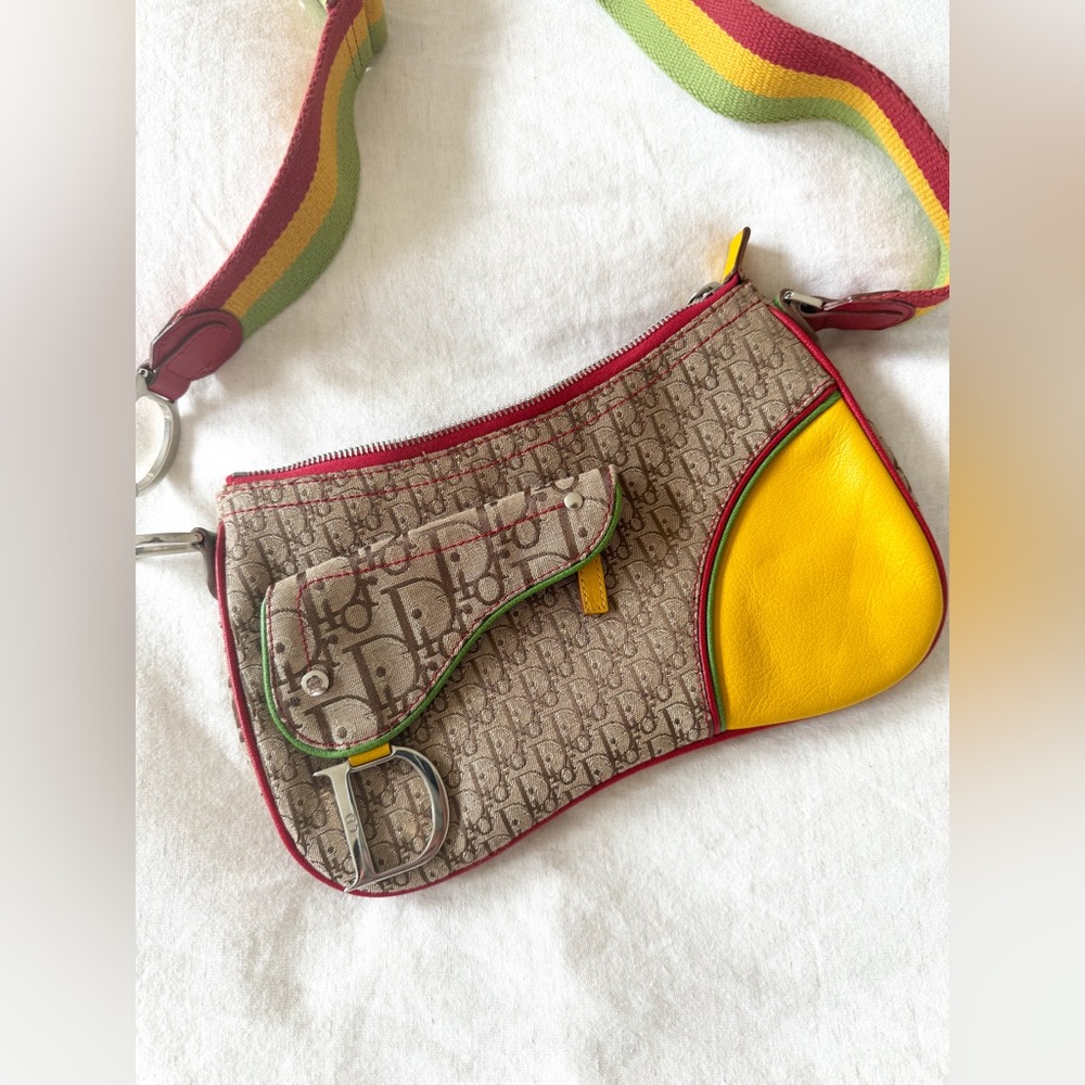 VINTAGE DIOR RASTA DOUBLE SADDLE BAG - Picture 2 of 10